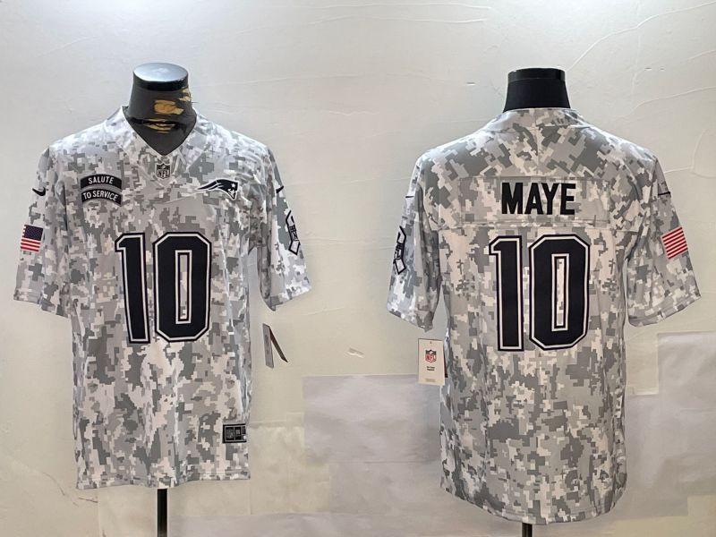 Men New England Patriots #10 Maye Nike Arctic Camo 2024 Salute to Service Limited NFL Jersey style 1->buffalo bills->NFL Jersey